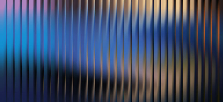 Vertical metallic ribbed texture with blue and gold gradient light