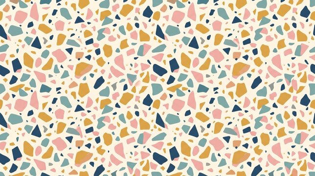 Modern seamless terrazzo pattern with pastel colorful stones
