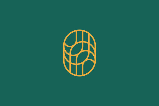 Minimalist Monoline Abstract Grid Oval Logo Icon for Modern Geometry Branding Design