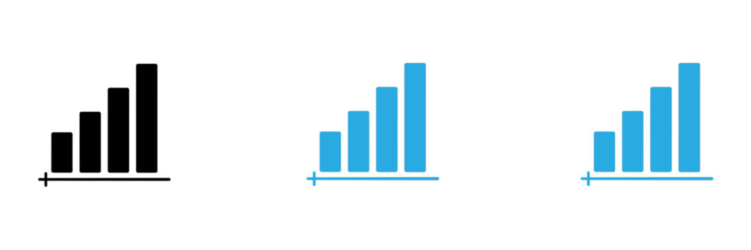Three colorful bar chart icons with increasing and decreasing trends