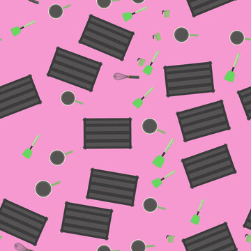 Kitchen Utensils and Griddle Pattern