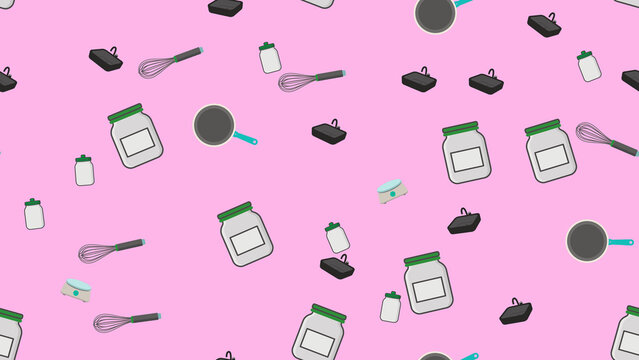 Kitchen Utensils and Jars Pattern