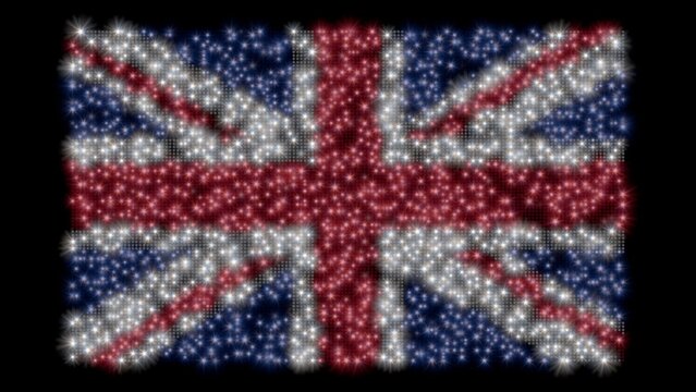 Bandera del Reino Unido (Union Jack) formada por luces de colores