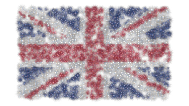 Bandera del Reino Unido (Union Jack) formada por luces de colores