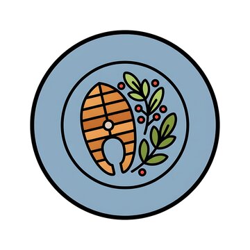 Colorful fish and plant illustration on a blue background