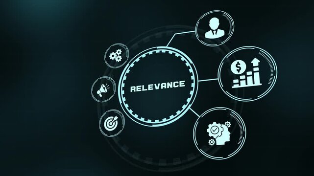 Relevance digital marketing business strategy concept with icons on screen