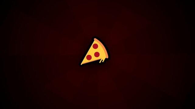 Minimalist vector illustration of a pizza slice on dark background