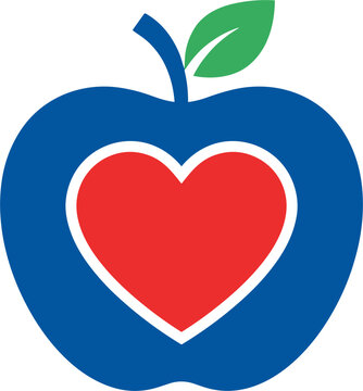 Blue Apple with Medical Heart Shape Healthcare Concept Icon