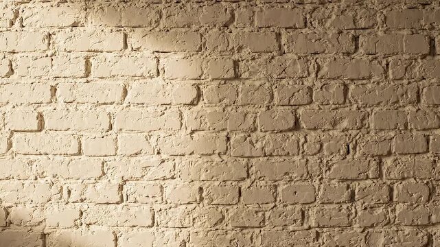 Beige painted brick wall surface showing subtle movement from shifting ambient light patterns in this high quality architectural motion clip