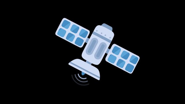 Orbital satellite transmitting wireless signal, representing modern telecommunications and global network