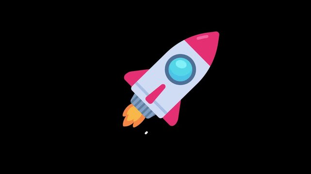 Vibrant cartoon rocket soaring upwards, symbolizing business growth, innovation, and successful launch