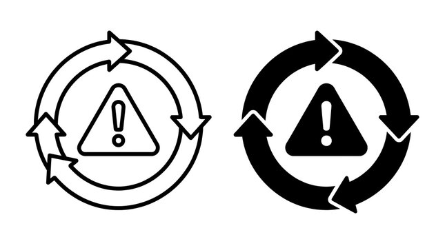 Warning refresh vector icon set isolated on transparent background
