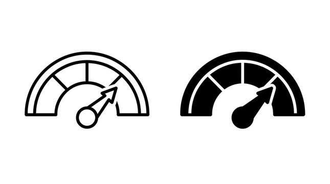 Speedometer gauge vector icon set isolated on transparent background