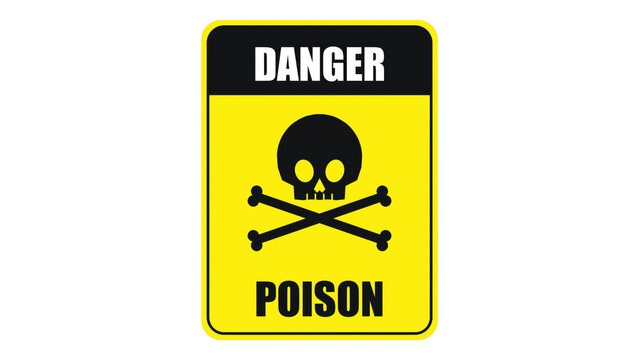 Danger Poison Warning Sign With Skull And Crossbones Symbol transparent background