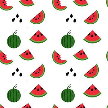 Watermelon seamless pattern. Watermelon summer pattern background. Seamless pattern with juicy fresh watermelon. Summer fruit background