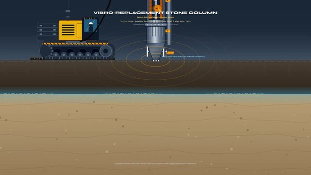 Detailed 2D Animation of Vibro-Replacement Stone Column Installation for Soil Liquefaction Mitigation and Seismic Foundation Resilience