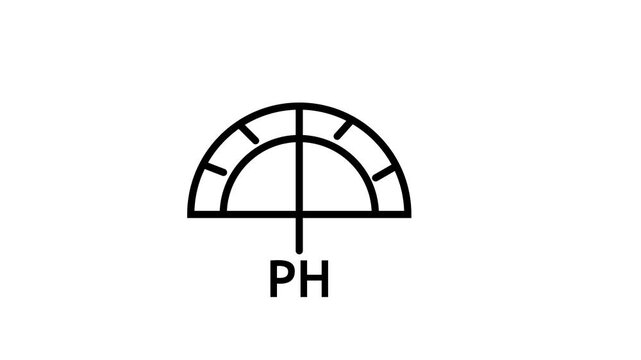Ph meter gauge animation icon illustrating acid alkaline balance in chemical testing lab.