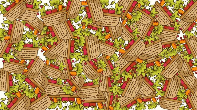 organic vegetable pattern background with fresh harvested organic crops