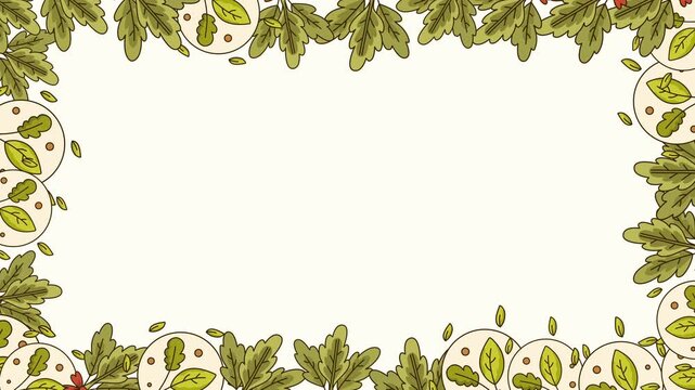 green foliage leaf border frame with natural botanical elements