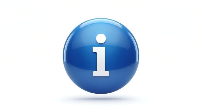 Blue information icon button isolated on white background