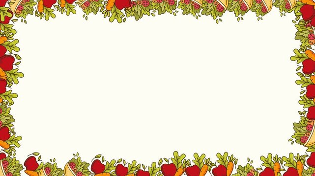 hand drawn vegetable and fruit border video loop