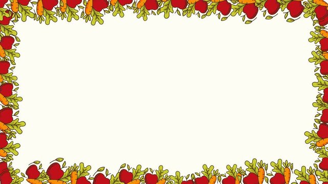 hand drawn apple and fruit border video