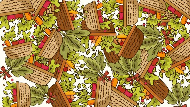 hand salad vegetables bowl pattern background video loop