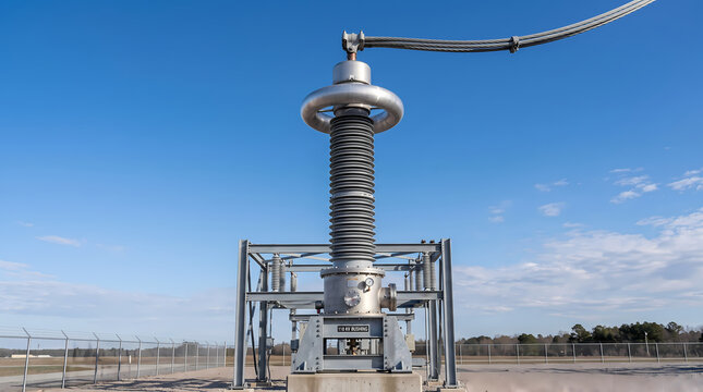 High voltage 110kV capacitor bushing installed in electrical substation