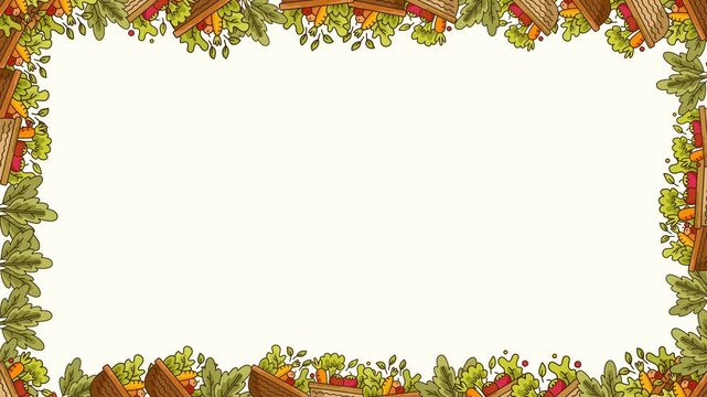 hand drawn healthy vegetable border frame video loop