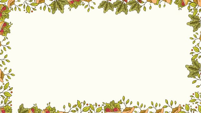 herbal leaf frame design with fresh garden herbs