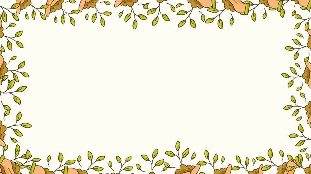 leaf vine botanical border pattern on cream background