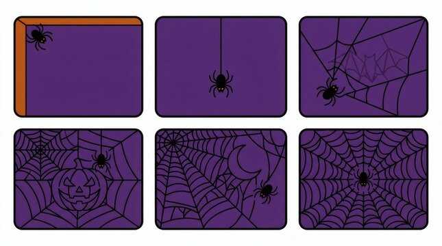 Flat Vector Moon Transforming Halloween Night Six Stages Full Bat Clouds Witch Eclipse Crescent

