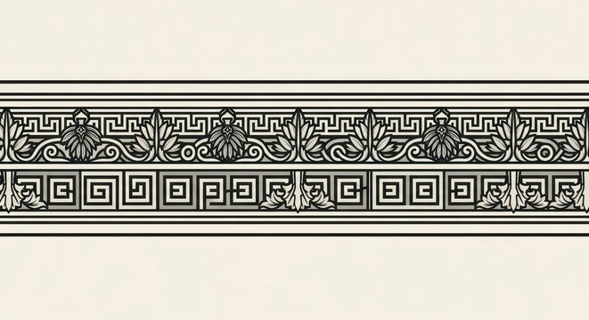 Decorative antique border design with repeating floral and geometric patterns
