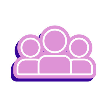 Purple group icon representing a team of people for communication and social networking designs transparent background
