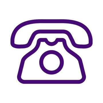 Purple outline icon of a classic telephone isolated on a white background transparent background