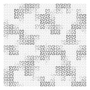 abstract grid vector tessellation hilbert curve space filling pattern black white texture