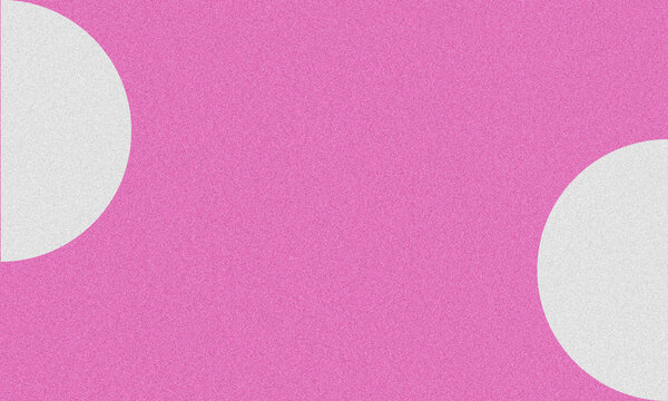 A pink background with white semi-circles in the top-left and bottom-left corners, featuring a grainy texture.