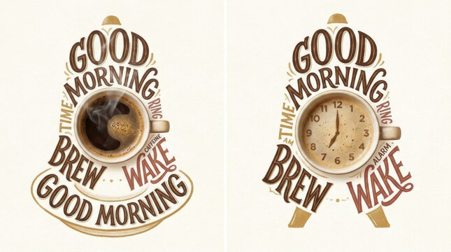 Good Morning Brew Wake Vintage Typography