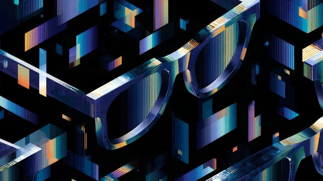 deal with it pixelated thug life sunglasses meme overlay element floating over abstract colorful geometric cyberpunk background 3d