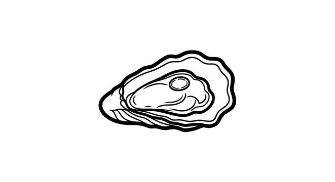 Oyster Shell Illustration Black and White.