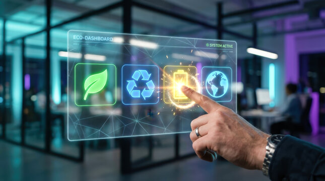 Futuristic Sustainability Dashboard Display