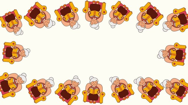 cute chef character border frame motion video background