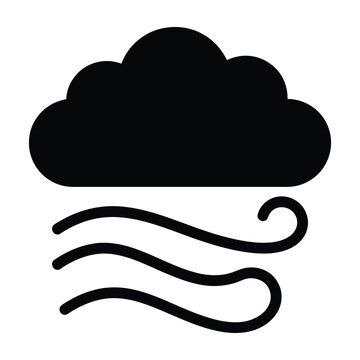 Weather icon of a cloudy windy day with stormy cloud and wind