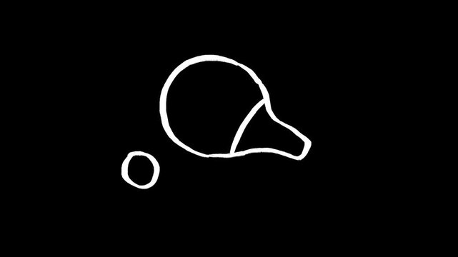 Table tennis racket hand drawn animation, animated ping pong paddle motion design illustration, sports doodle sketch