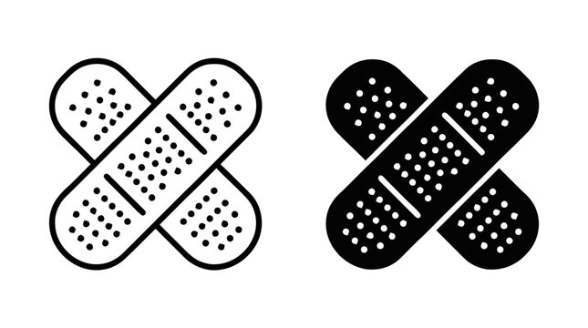 Vector illustration of adhesive bandage plaster icon set on a transparent background