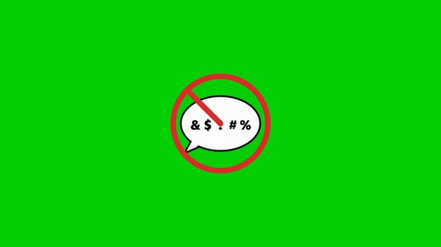 Animation showing speech bubbles with profanity symbols being banned. 4K Video