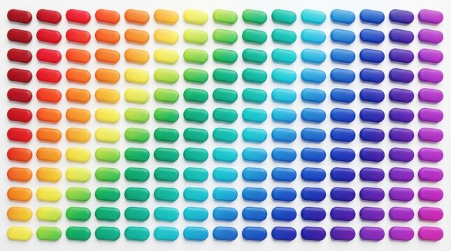 Colorful paint swatches grid with many different vibrant color shades