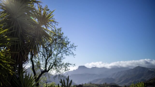 a timelapse of the roque nublo in gran canaria on windy day