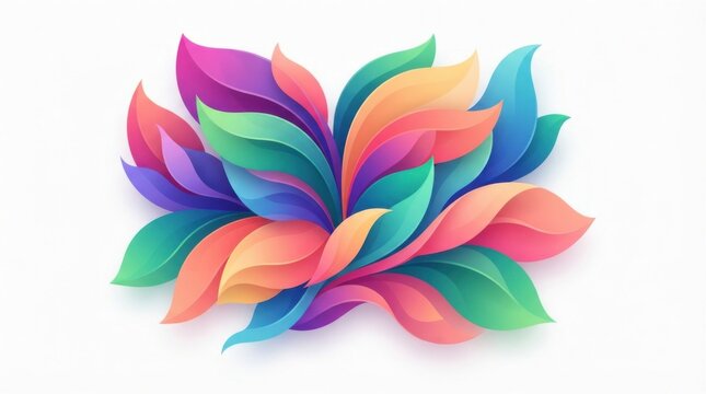 Abstract colorful flower petals illustration with vibrant gradient color design