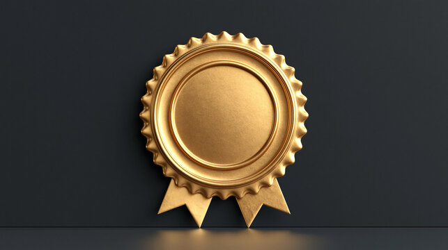 Golden Award Medal: A prestigious golden award medal with ribbon hangs prominently, symbolizing achievement and recognition. Its detailed craftsmanship exudes excellence and honor.